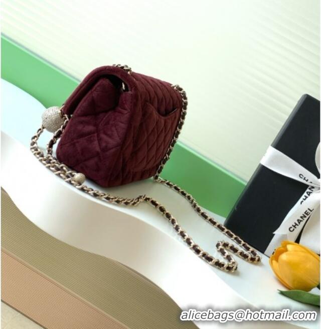 Latest Style Chanel Velvet Mini Flap Bag with Strass Ball AS1787 Dark Brown 2025