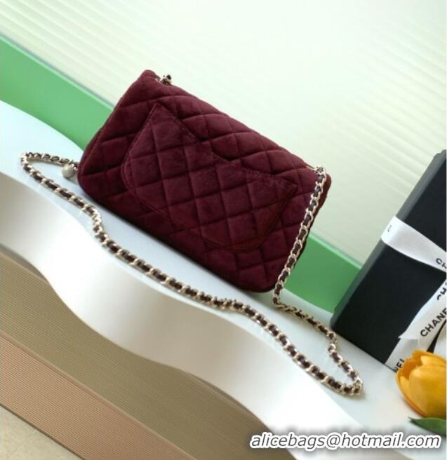 Latest Style Chanel Velvet Mini Flap Bag with Strass Ball AS1787 Dark Brown 2025
