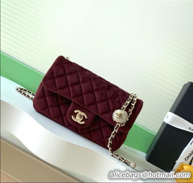 Latest Style Chanel Velvet Mini Flap Bag with Strass Ball AS1787 Dark Brown 2025