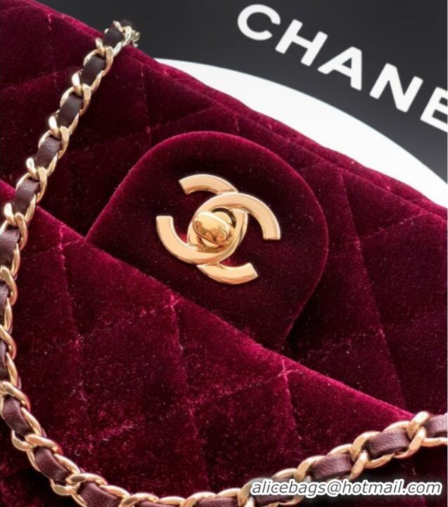 New Product Chanel Velvet Mini Flap Bag with Strass Ball AS1787 Burgundy 2025
