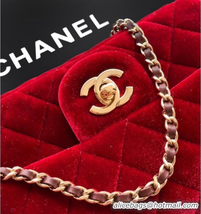 Sophisticated Chanel Velvet Mini Flap Bag with Strass Ball AS1787 Red 2025