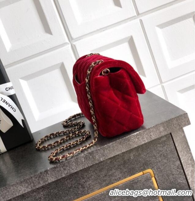 Sophisticated Chanel Velvet Mini Flap Bag with Strass Ball AS1787 Red 2025