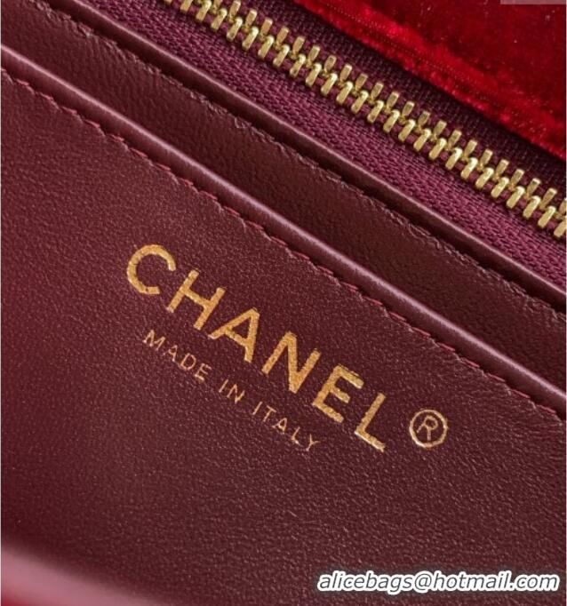 Sophisticated Chanel Velvet Mini Flap Bag with Strass Ball AS1787 Red 2025