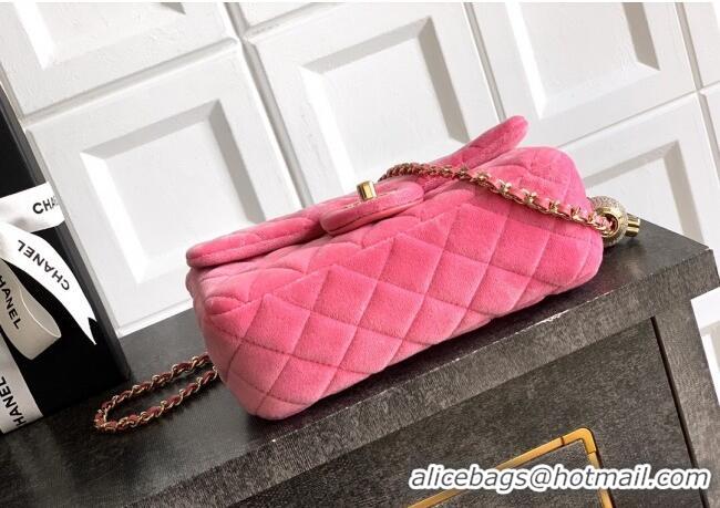 Buy Cheap Chanel Velvet Mini Flap Bag with Strass Ball AS1787 Pink 2025