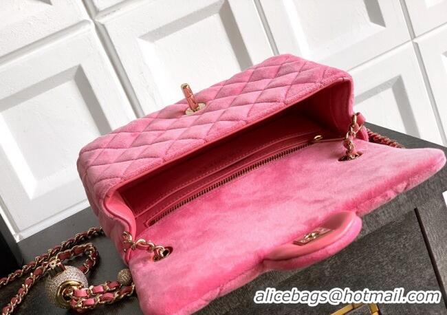 Buy Cheap Chanel Velvet Mini Flap Bag with Strass Ball AS1787 Pink 2025