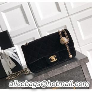 New Product Chanel Velvet Mini Flap Bag with Strass Ball AS1787 Black 2025