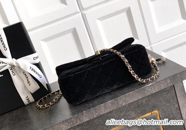 New Product Chanel Velvet Mini Flap Bag with Strass Ball AS1787 Black 2025