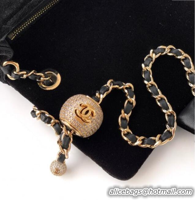 New Product Chanel Velvet Mini Flap Bag with Strass Ball AS1787 Black 2025