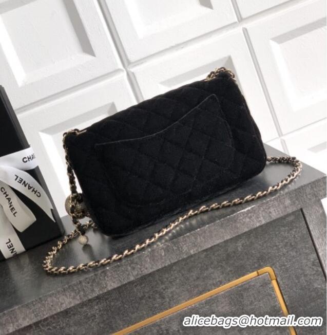New Product Chanel Velvet Mini Flap Bag with Strass Ball AS1787 Black 2025