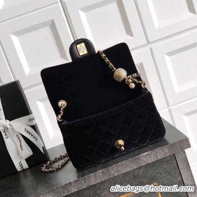 New Product Chanel Velvet Mini Flap Bag with Strass Ball AS1787 Black 2025