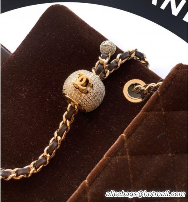 Original Cheap Chanel Velvet Mini Square Flap Bag with Strass Ball AS1786 Coffee Brown 2025