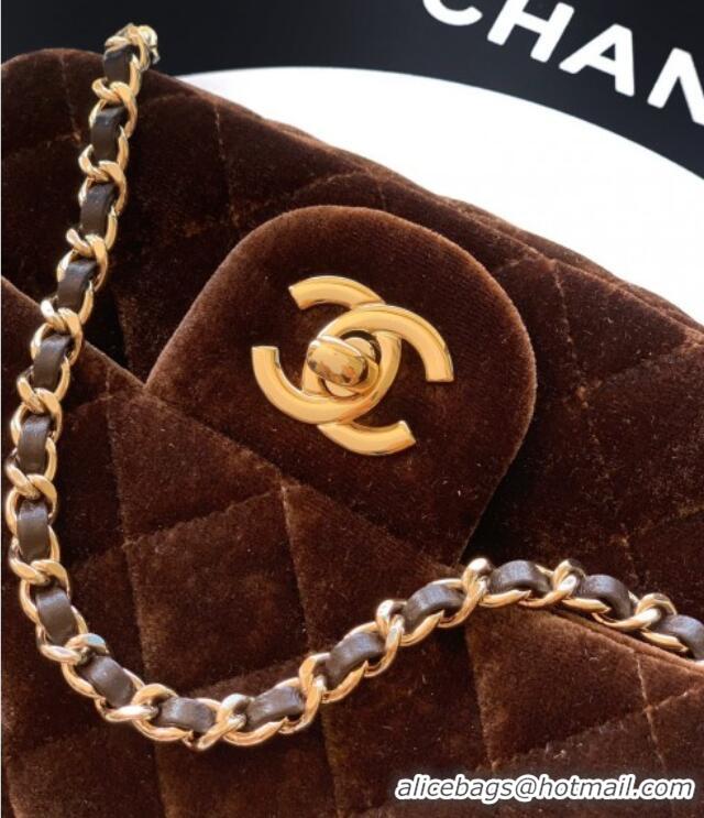 Original Cheap Chanel Velvet Mini Square Flap Bag with Strass Ball AS1786 Coffee Brown 2025