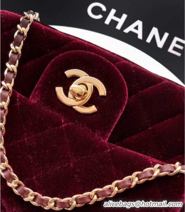 Hot Style Chanel Velvet Mini Square Flap Bag with Strass Ball AS1786 Burgundy 2025