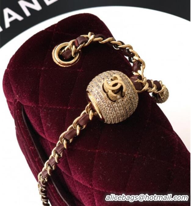 Hot Style Chanel Velvet Mini Square Flap Bag with Strass Ball AS1786 Burgundy 2025