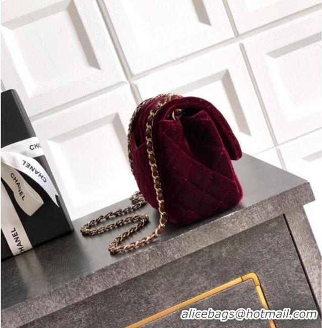 Hot Style Chanel Velvet Mini Square Flap Bag with Strass Ball AS1786 Burgundy 2025