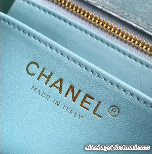 Buy New Cheap Chanel Velvet Mini Square Flap Bag with Strass Ball AS1786 Ice Blue 2025