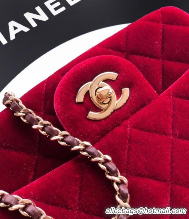 New Design Chanel Velvet Mini Square Flap Bag with Strass Ball AS1786 Red 2025