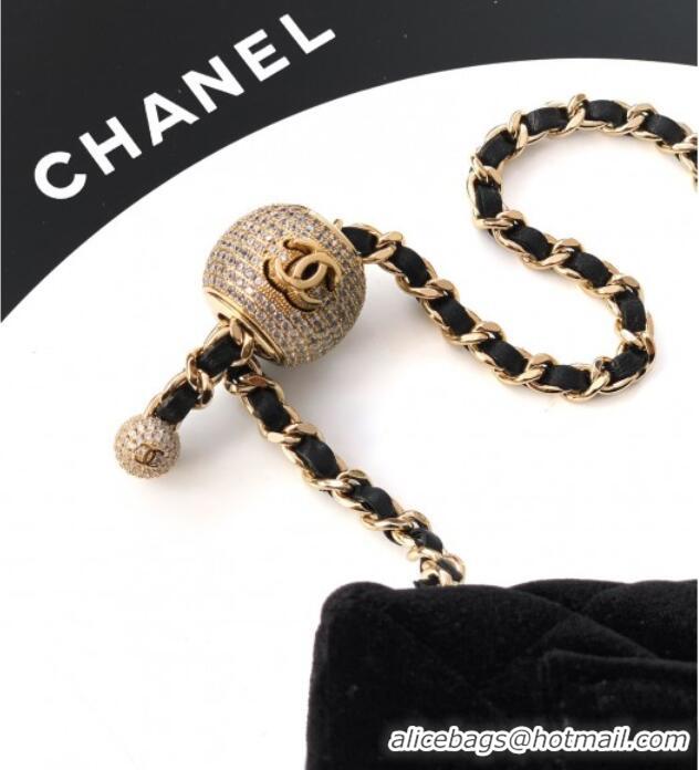 Luxury Discount Chanel Velvet Mini Square Flap Bag with Strass Ball AS1786 Black 2025