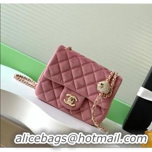 Inexpensive Chanel Velvet Mini Square Flap Bag with Strass Ball AS1786 Light Pink 2025