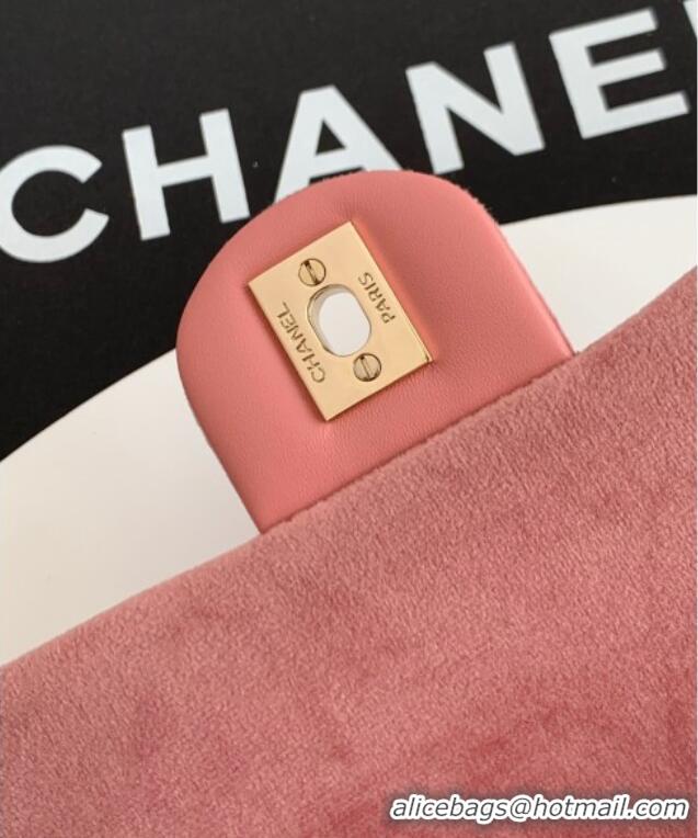 Inexpensive Chanel Velvet Mini Square Flap Bag with Strass Ball AS1786 Light Pink 2025