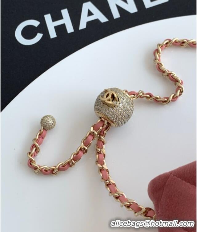 Inexpensive Chanel Velvet Mini Square Flap Bag with Strass Ball AS1786 Light Pink 2025