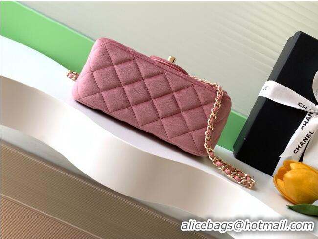 Inexpensive Chanel Velvet Mini Square Flap Bag with Strass Ball AS1786 Light Pink 2025