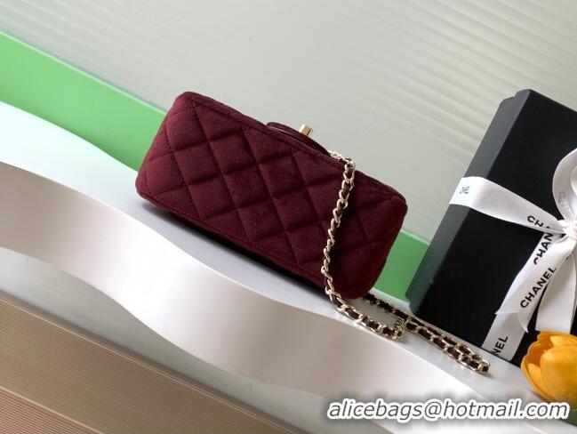 Best Cheap Chanel Velvet Mini Square Flap Bag with Strass Ball AS1786 Dark Brown 2025
