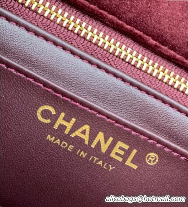 Best Cheap Chanel Velvet Mini Square Flap Bag with Strass Ball AS1786 Dark Brown 2025