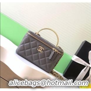 Market Sells Chanel Lambskin Long Vanity with Chain and Top Handle Bag AP4842 Grey 2025