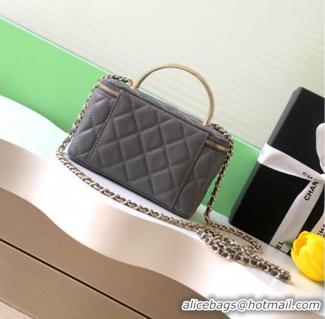 Market Sells Chanel Lambskin Long Vanity with Chain and Top Handle Bag AP4842 Grey 2025