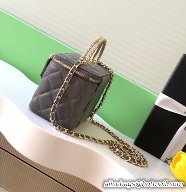 Market Sells Chanel Lambskin Long Vanity with Chain and Top Handle Bag AP4842 Grey 2025