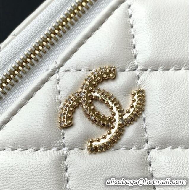 Classic Cheap Chanel Lambskin Long Vanity with Chain and Top Handle AP4842 White 2025