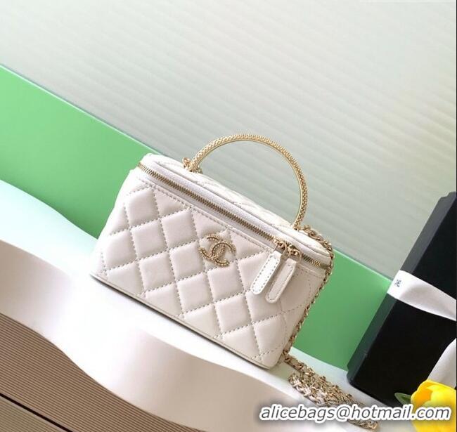 Classic Cheap Chanel Lambskin Long Vanity with Chain and Top Handle AP4842 White 2025