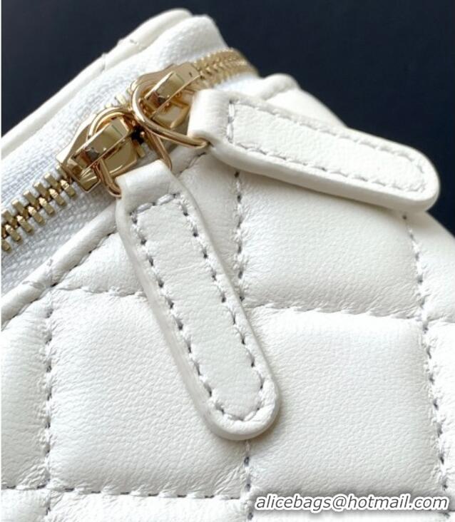 Classic Cheap Chanel Lambskin Long Vanity with Chain and Top Handle AP4842 White 2025