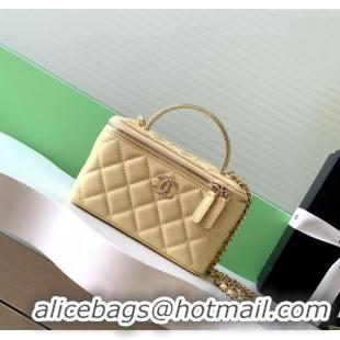 Best Quality Chanel Lambskin Long Vanity with Chain and Top Handle Bag AP4842 Yellow 2025