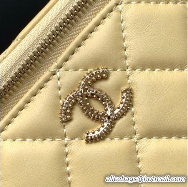 Best Quality Chanel Lambskin Long Vanity with Chain and Top Handle Bag AP4842 Yellow 2025
