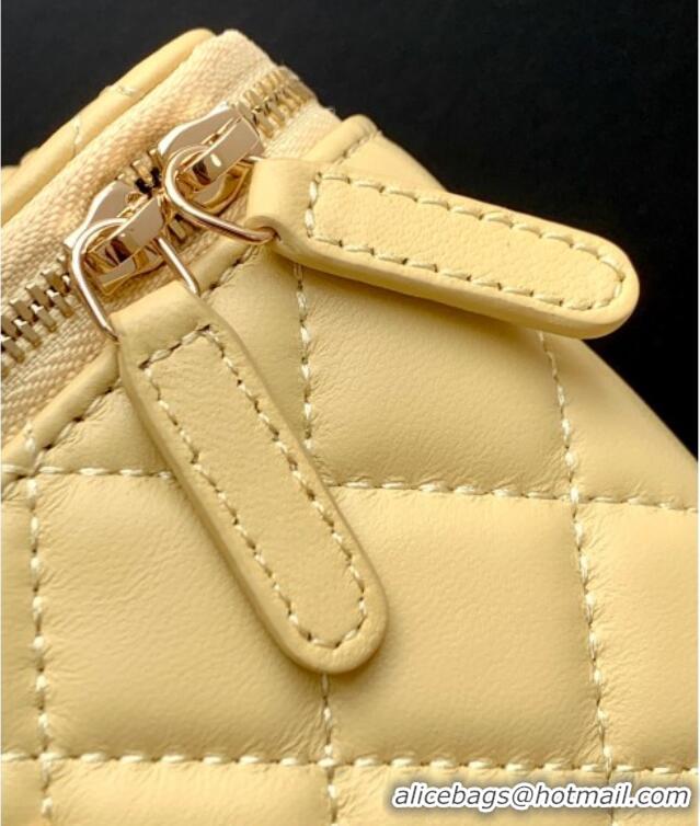 Best Quality Chanel Lambskin Long Vanity with Chain and Top Handle Bag AP4842 Yellow 2025