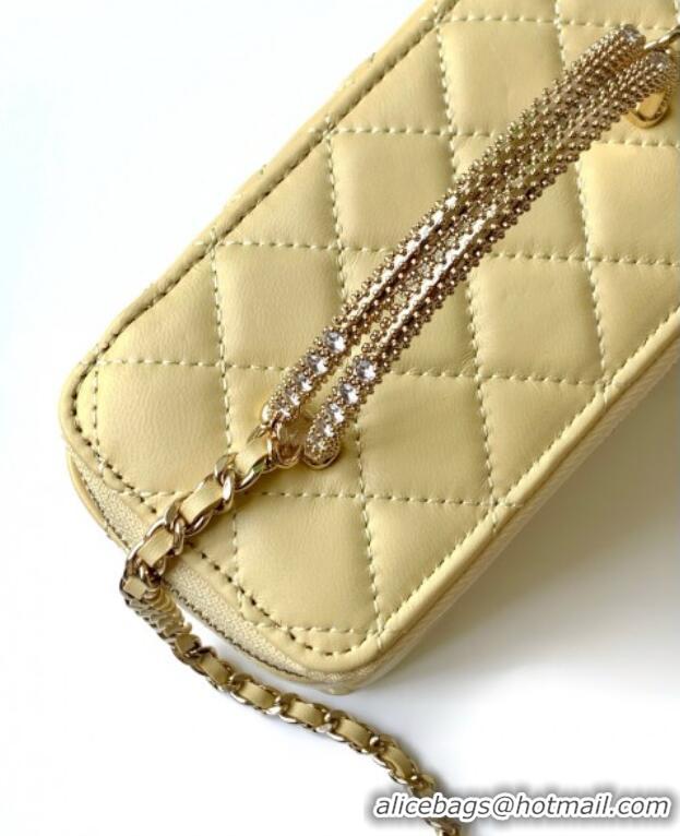 Best Quality Chanel Lambskin Long Vanity with Chain and Top Handle Bag AP4842 Yellow 2025