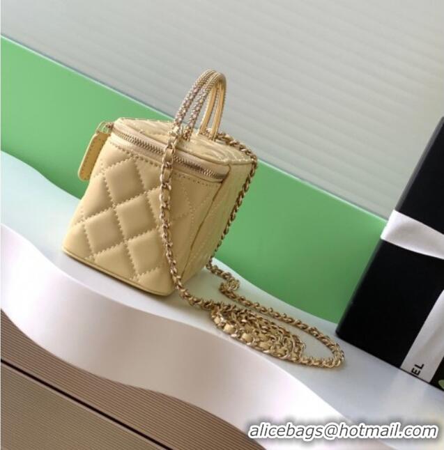 Best Quality Chanel Lambskin Long Vanity with Chain and Top Handle Bag AP4842 Yellow 2025