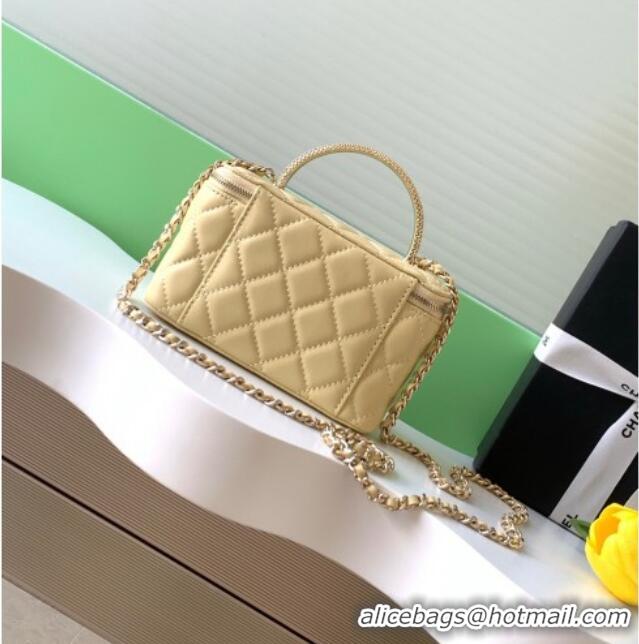 Best Quality Chanel Lambskin Long Vanity with Chain and Top Handle Bag AP4842 Yellow 2025