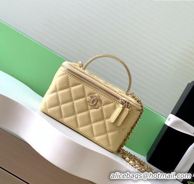 Best Quality Chanel Lambskin Long Vanity with Chain and Top Handle Bag AP4842 Yellow 2025