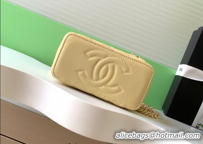 Best Quality Chanel Lambskin Long Vanity with Chain and Top Handle Bag AP4842 Yellow 2025