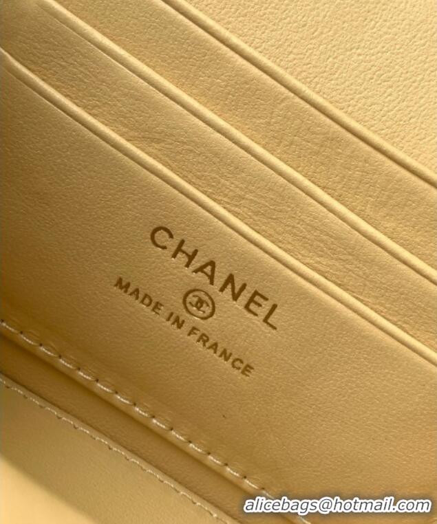 Best Quality Chanel Lambskin Long Vanity with Chain and Top Handle Bag AP4842 Yellow 2025