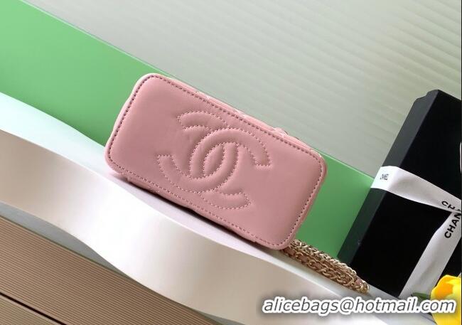 Stylish Cheap Chanel Lambskin Long Vanity with Chain and Top Handle Bag AP4842 Light Pink 2025