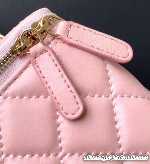 Stylish Cheap Chanel Lambskin Long Vanity with Chain and Top Handle Bag AP4842 Light Pink 2025