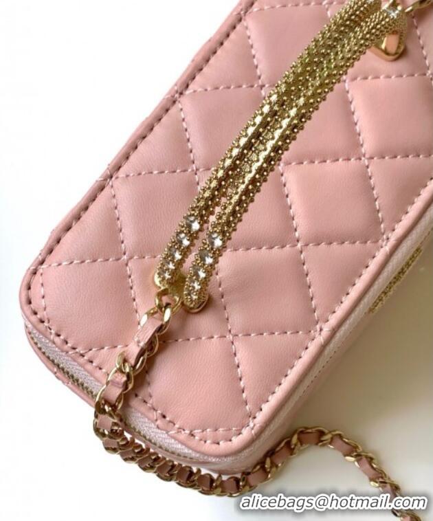 Stylish Cheap Chanel Lambskin Long Vanity with Chain and Top Handle Bag AP4842 Light Pink 2025