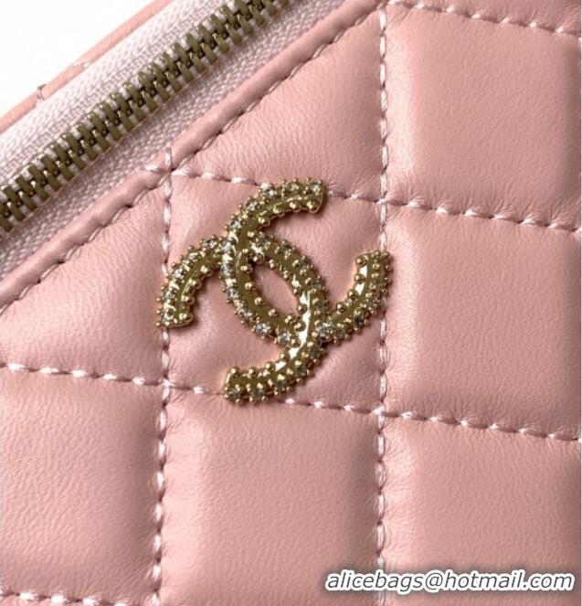 Stylish Cheap Chanel Lambskin Long Vanity with Chain and Top Handle Bag AP4842 Light Pink 2025