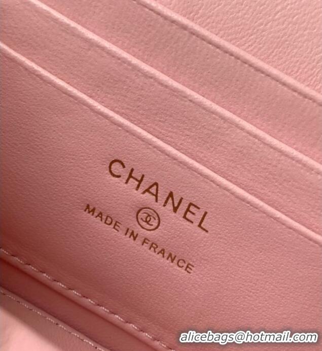 Stylish Cheap Chanel Lambskin Long Vanity with Chain and Top Handle Bag AP4842 Light Pink 2025