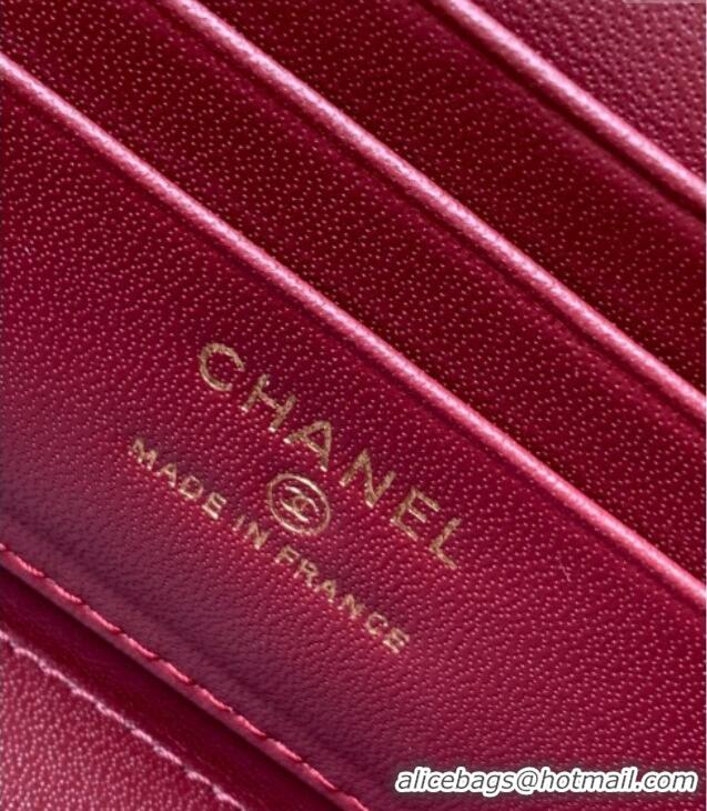 New Cheap Chanel Lambskin Long Vanity with Chain and Top Handle Bag AP4842 Burgundy 2025