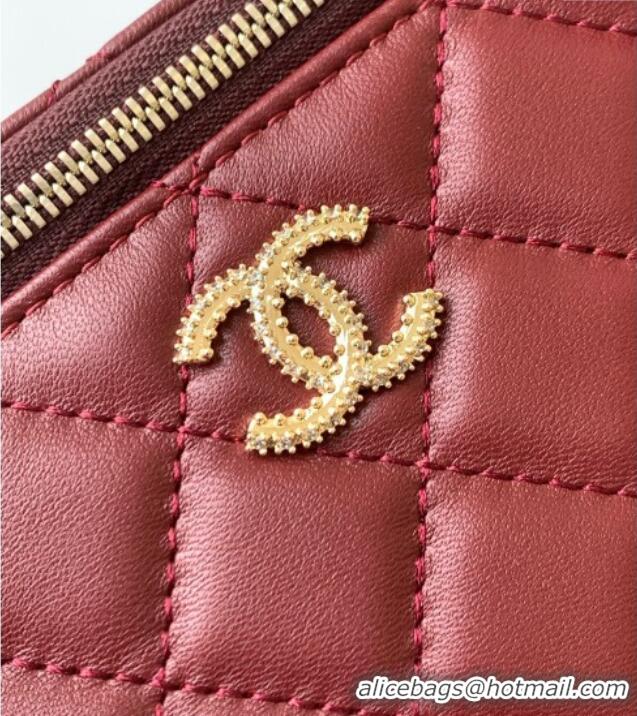 New Cheap Chanel Lambskin Long Vanity with Chain and Top Handle Bag AP4842 Burgundy 2025